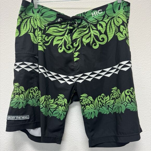 Hawaiian Island Creations HIC Mens Size 42 Green Board Shorts Swim Trunks - Picture 1 of 8